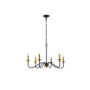 LIVING DISTRICT Rohan 30 Inch Chandelier In Matte Black And Brass LD5056D30BRB